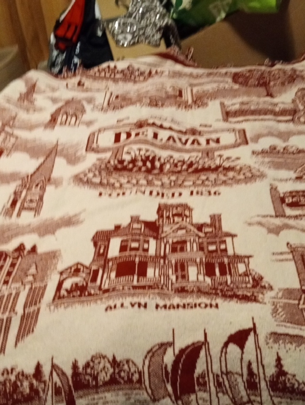 Source Unknown Cream and Brown Architectural Print Throw Blanket